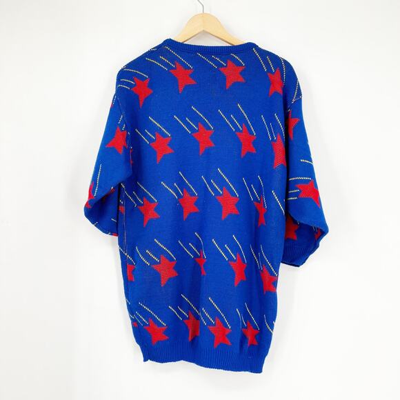 Vintage 80s/90s Oversized Sweater Dress Shooting Star Print Retro Y2K Grunge - Picture 2 of 5